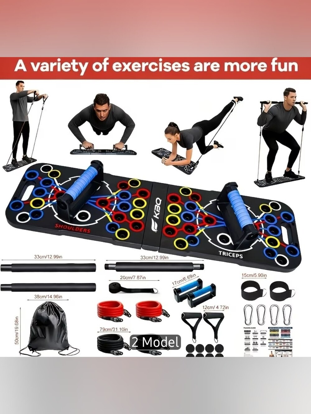 New Foldable Non Slip Push Up Board Set W/ Hand Grips Handles And Accessories
